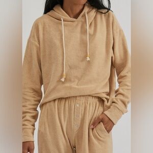 Donni Terry hem hoodie beige / tan size large